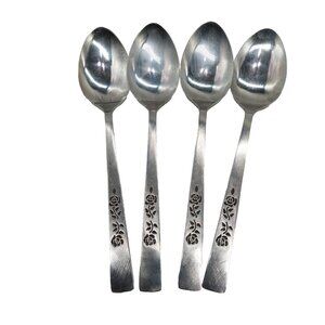 Oxford Hall OXH3 Stainless 4 Large Spoons Rose Burnished Japan Flatware 7 1/2"